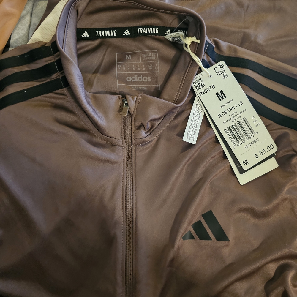 adidas Men's Lightweight Training Track Jacket in Brown with Black Accents